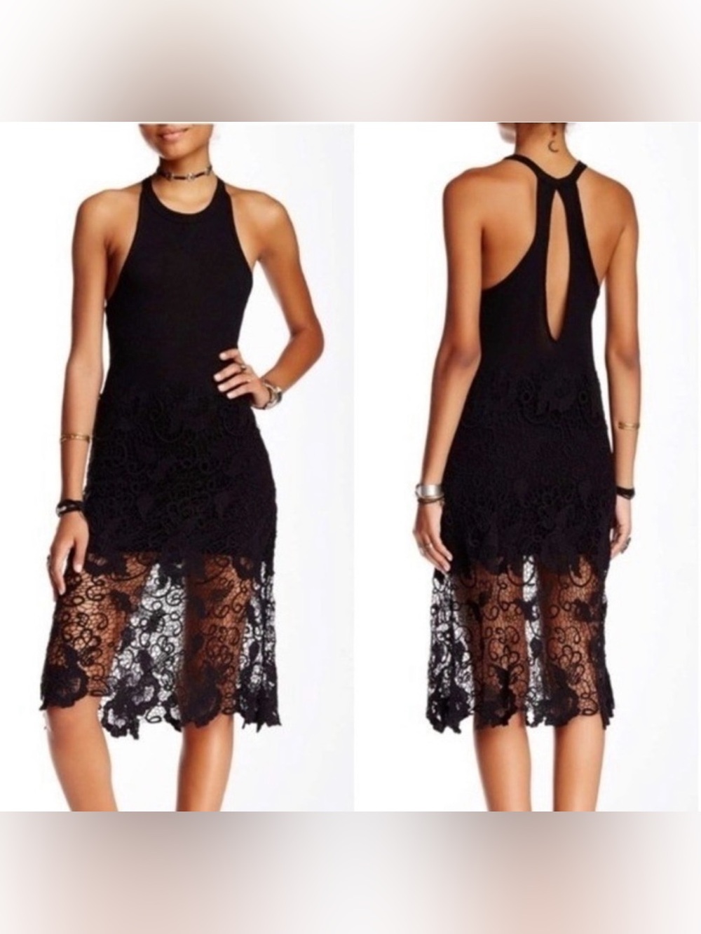 Free People Nora Crochet Lace Tank Midi Dress - Picture 3 of 14